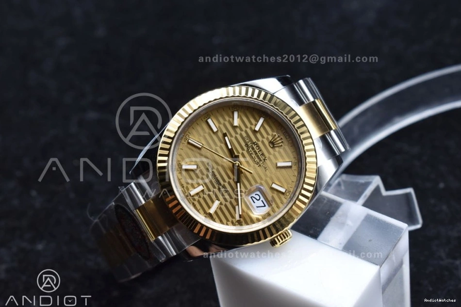 126333 YG 904L Oyster DateJust SS YG Steel Dial 41 Textured Edition Best Clean Sleek 608 VR 1:1 on Bracelet 0713
